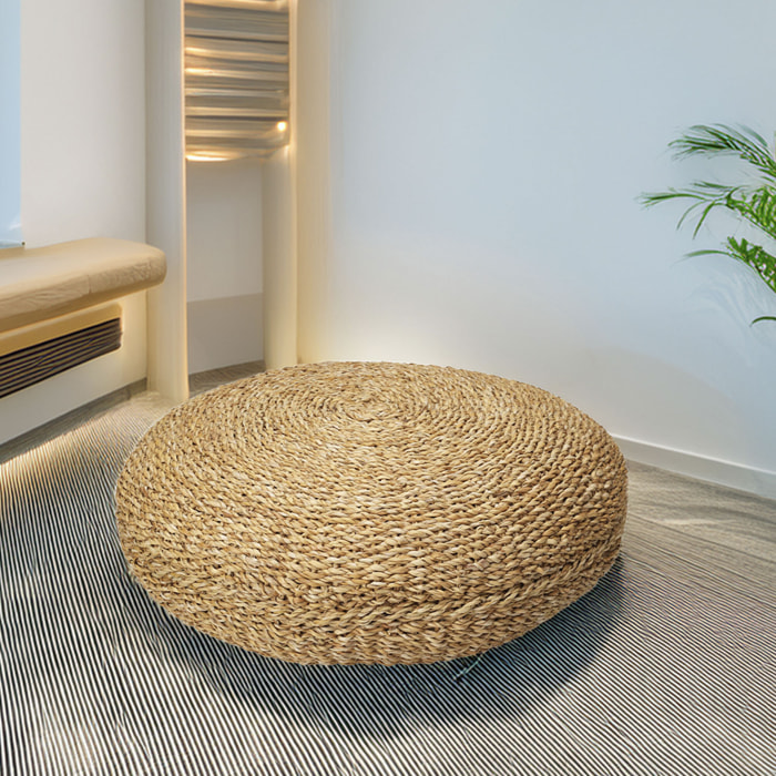 Well home puf redondo de algodón beige ø58x20cm