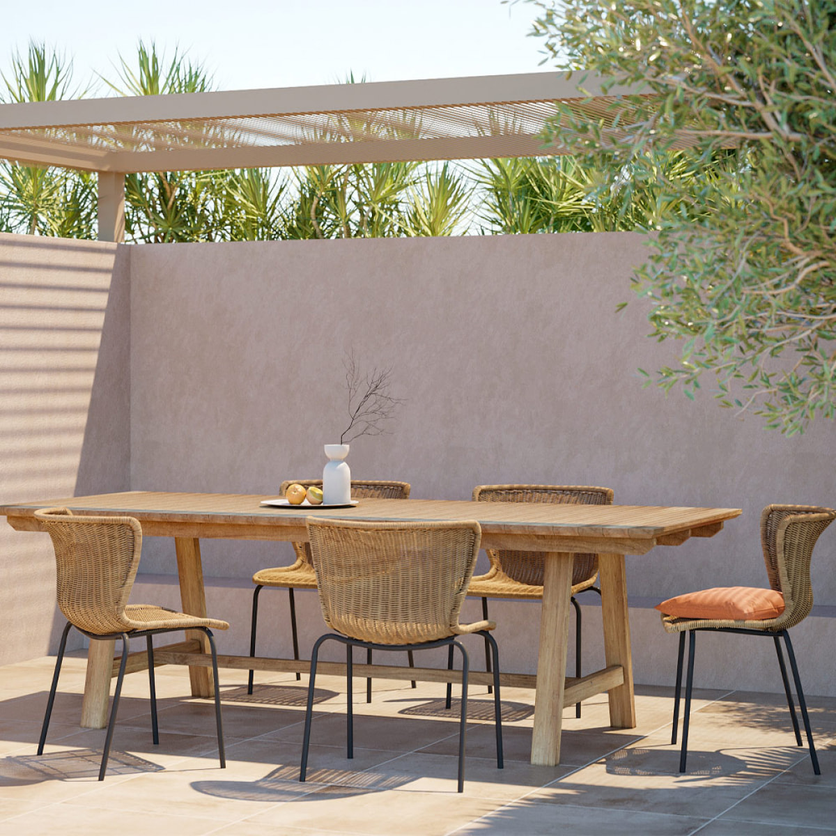 Table de jardin 240 cm en bois de teck massif - Budi