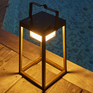 Lanterne solaire effet bois VERONA H30cm