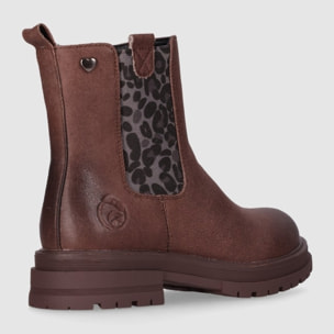 Botines de Piel Sintética - Taupe - Tacón: Bajo