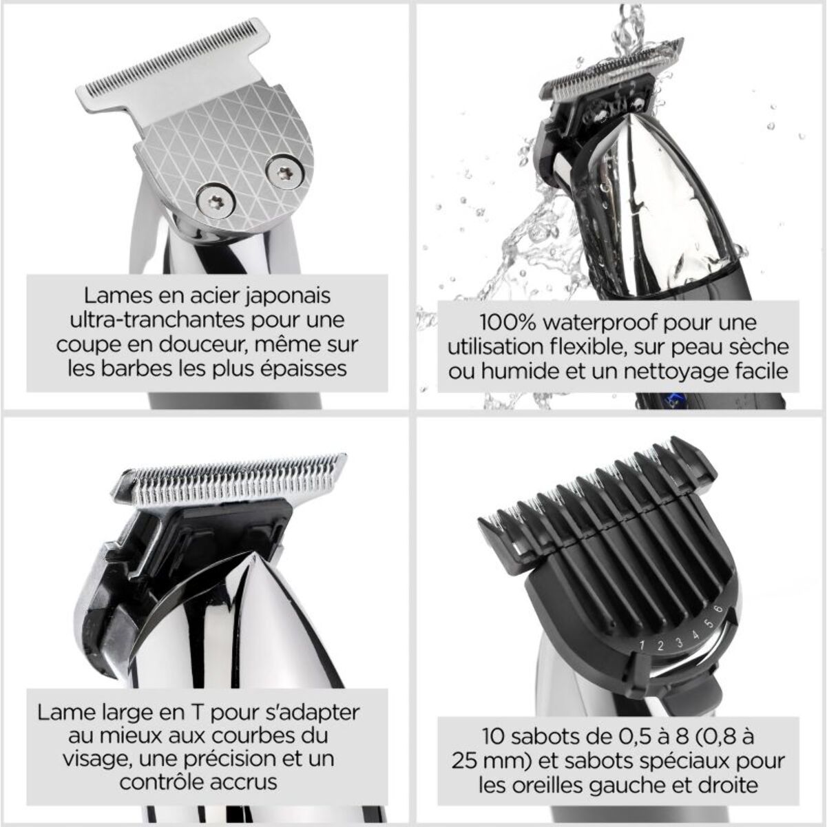 Tondeuse barbe BABYLISS Super-X Metal Series T996E, 13 hauteurs de coupe, précision 0,2 mm, autonomie 300 mn
