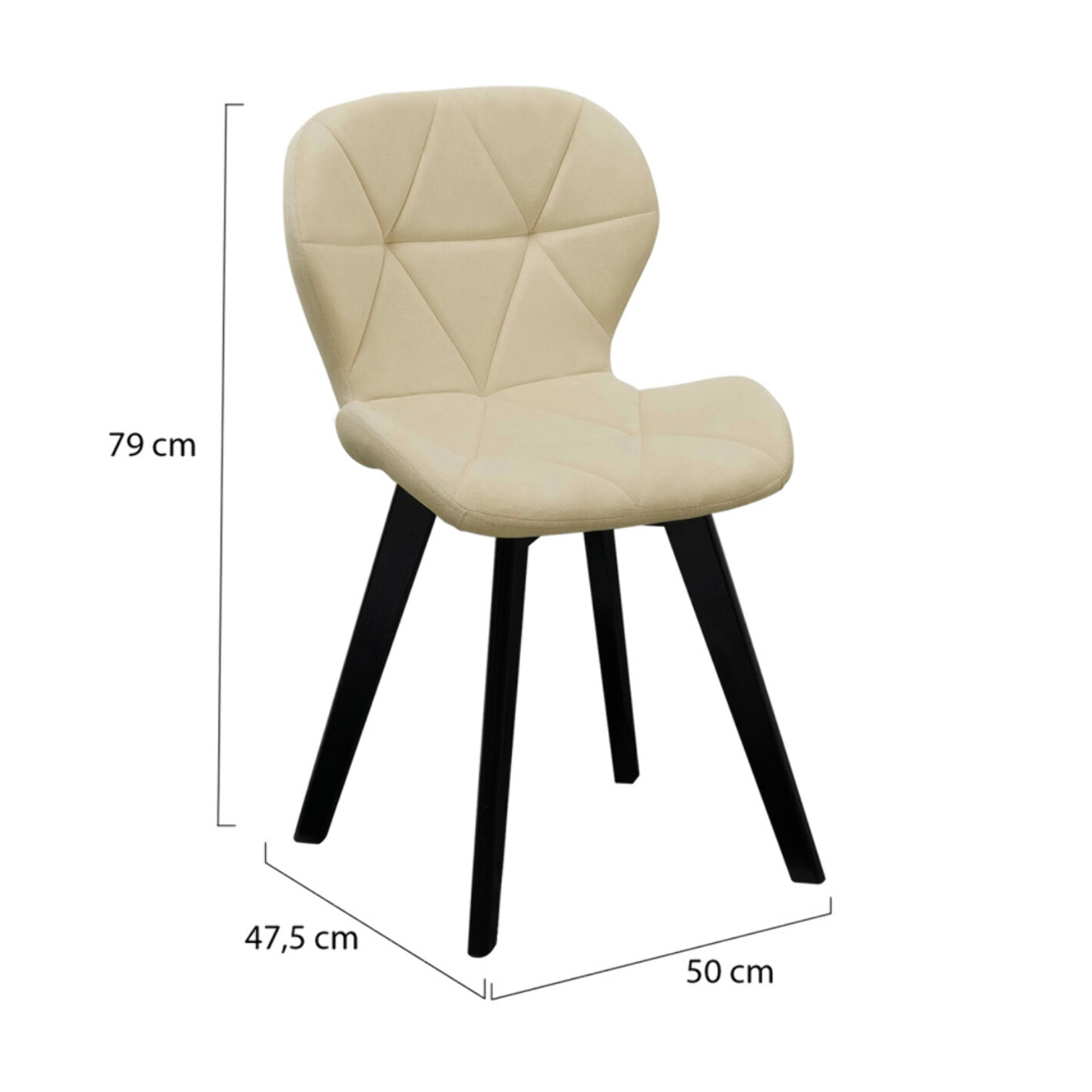 Chaises Daisy velours crème pieds noirs - lot de 2