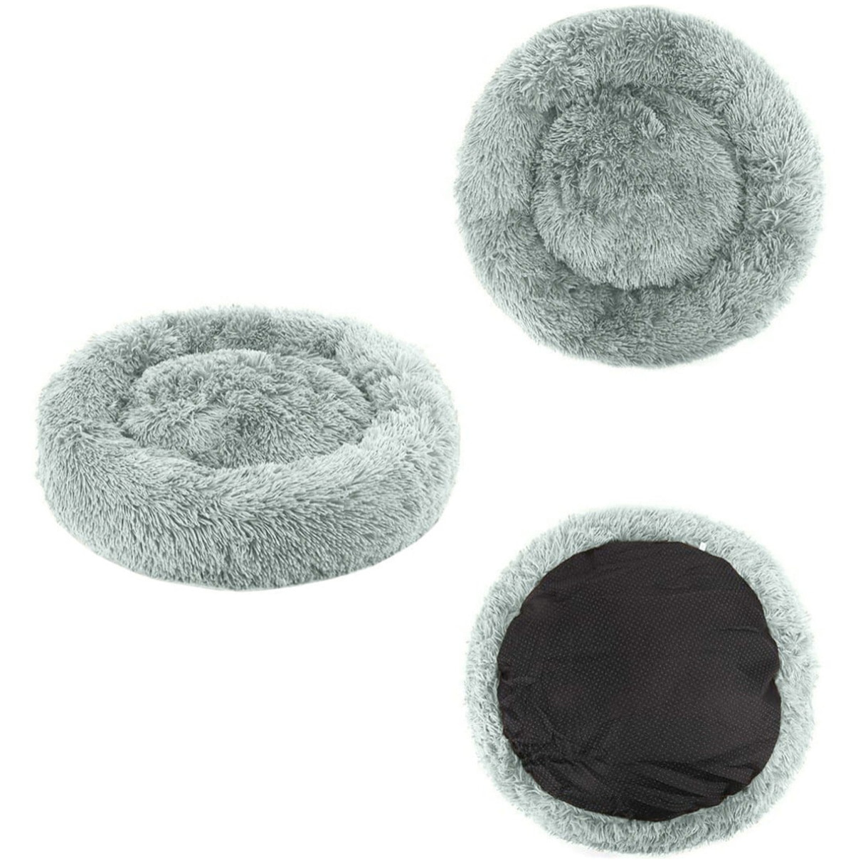 Cuccia a ciambella peluche grigio chiaro per piccoli animali