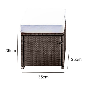 Salon de jardin encastrable 10 places en résine tressée marron INDO