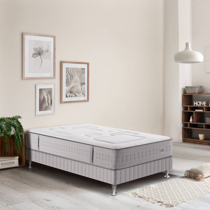 Ensemble EQUILIBRE matelas H25 ressort ensachés, ferme, sommier