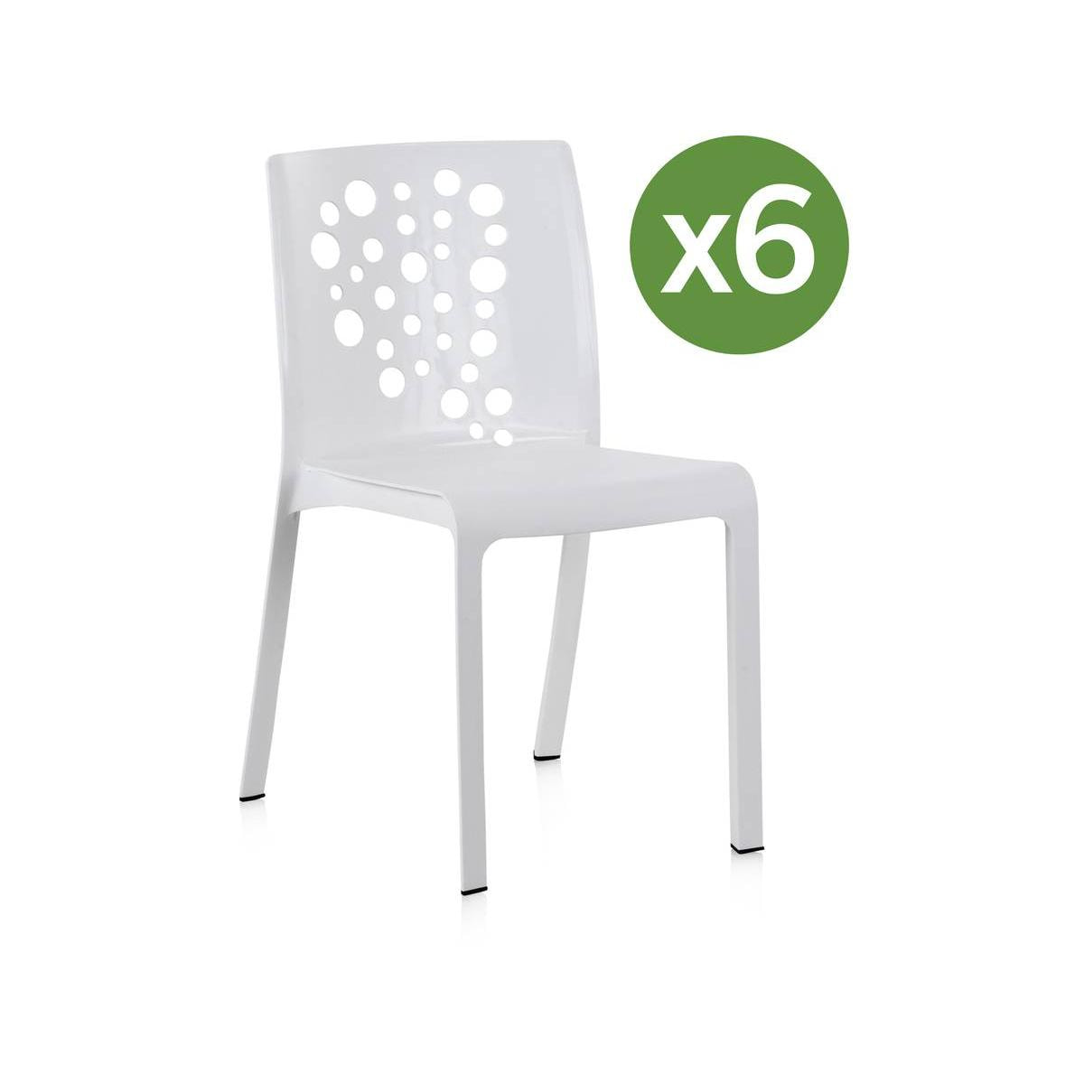 Chaises De Jardin Empilables Tomaino – Lot De 6 – Effet Rotin Blanc – Résistantes Aux Intempéries – Charge 100 Kg – Intérieur/extérieur