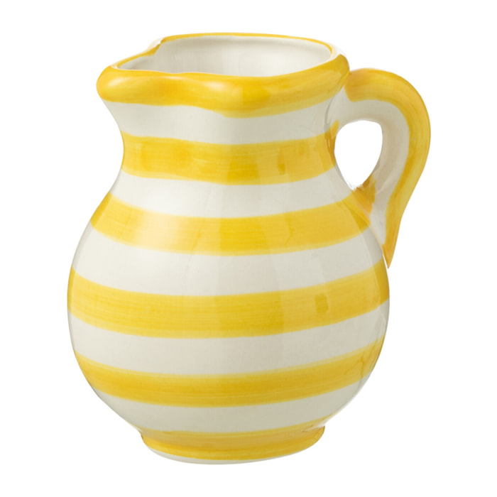 J-Line cruche Granada Stripes - céramique - blanc/jaune - small