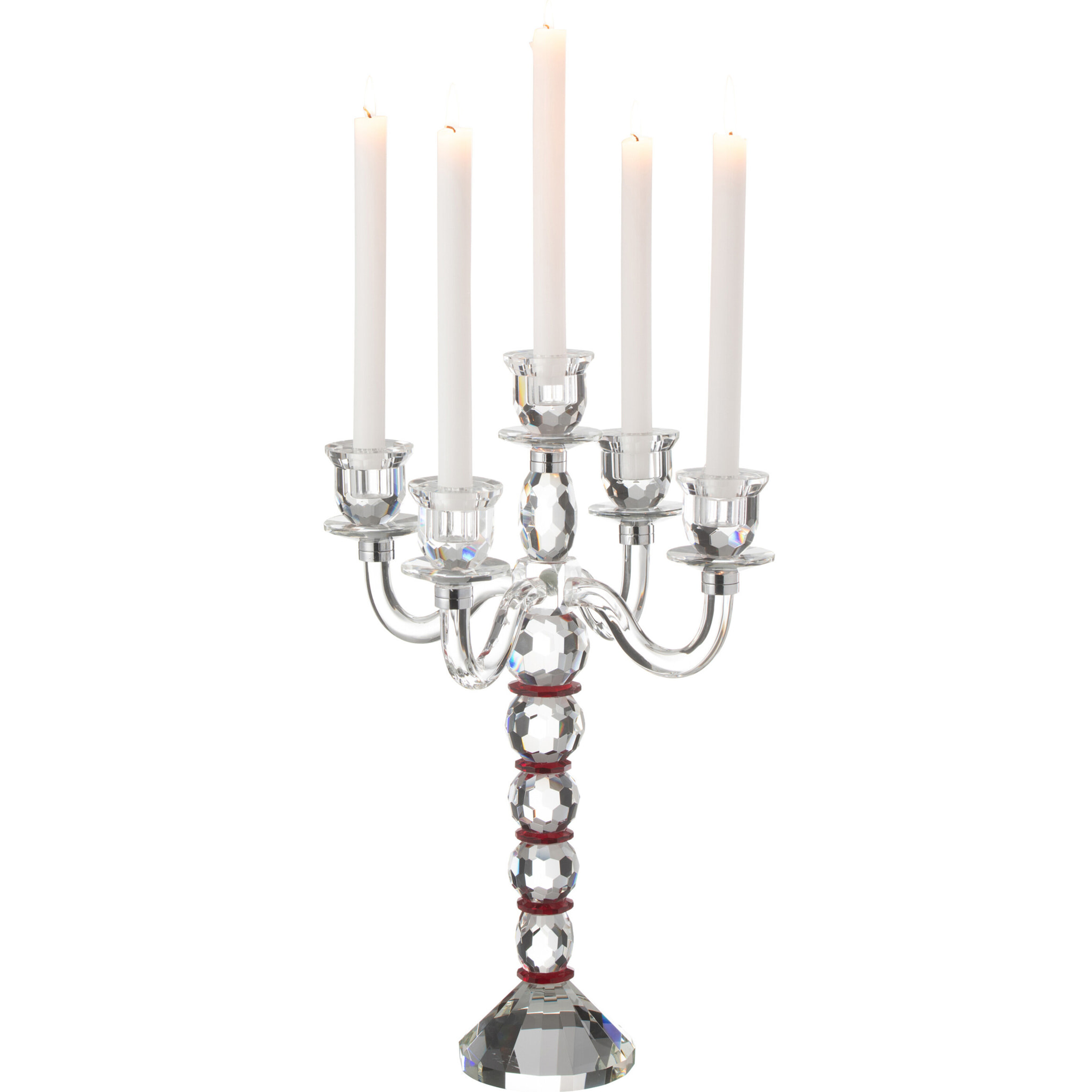 J-Line chandelier Annie 5 Branches - verre - rouge/transparent