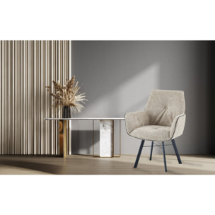 Sedia con braccioli Allie girevole in bouclé beige