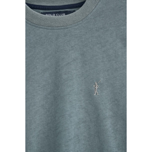 Camiseta gris piedra de algodón y lino con bordado Rigby Go