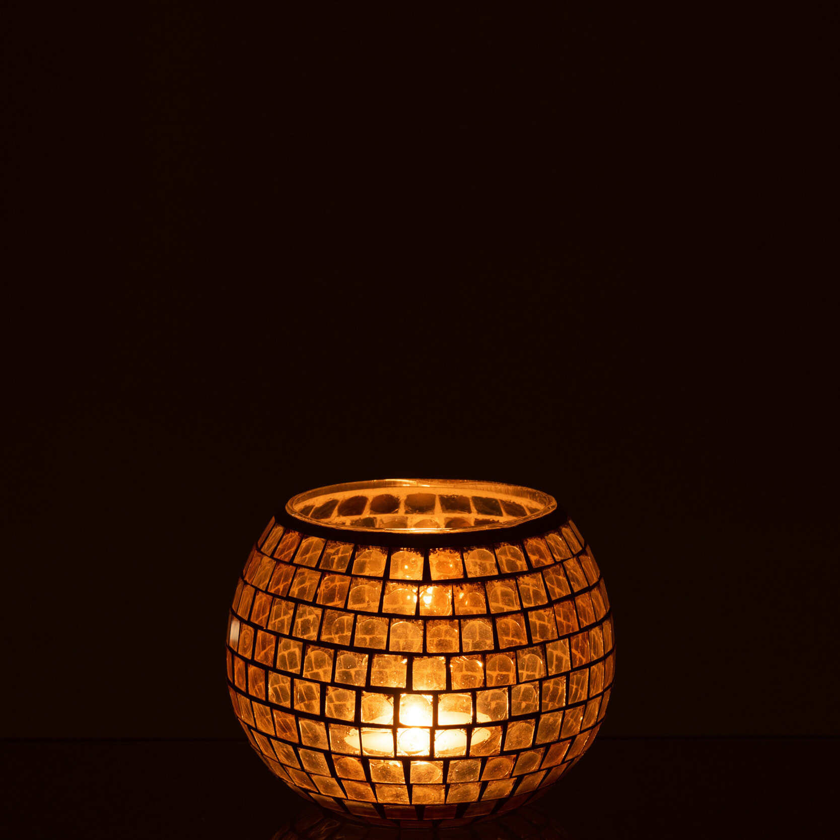 J-Line photophore Mosaiques Rond - verre - orange - large