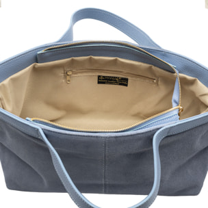 Bassignana Bolso Tote Mujer. Piel auténtica Gamuza con detalles Dollaro.