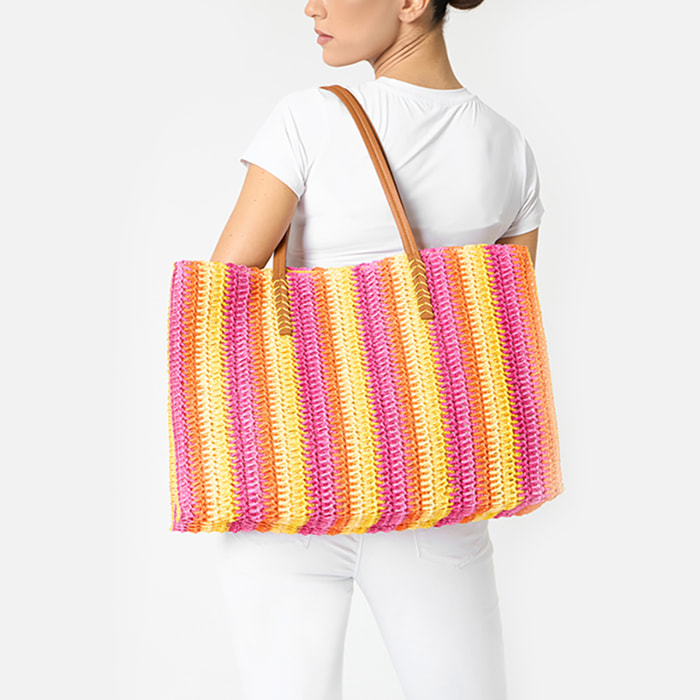 Borsa donna mare grande gialla in raffia