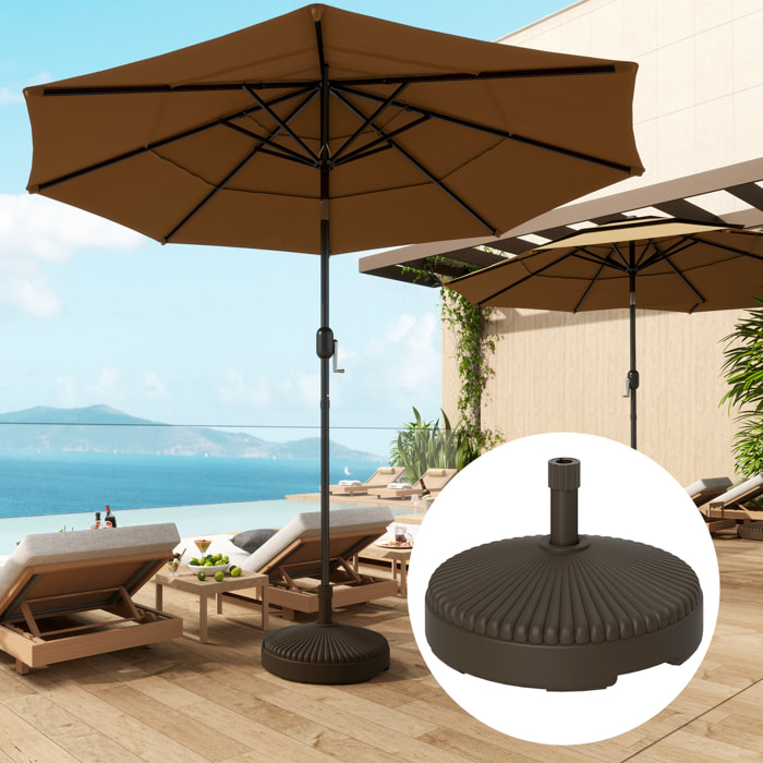 Base para Sombrilla Redonda Soporte para Parasol Pie para Sombrilla Rellenable con Agua 23L o Arena 28kg para Jardín Terraza Marrón