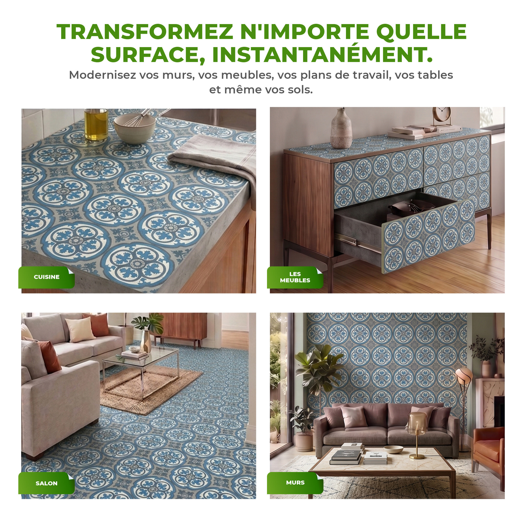 Sticker Sol avec laminat de Protection en Plastique Anti-dérapant | Stickers adhésif Sol - CARRELAGES SOL GALINA - 1 sticker