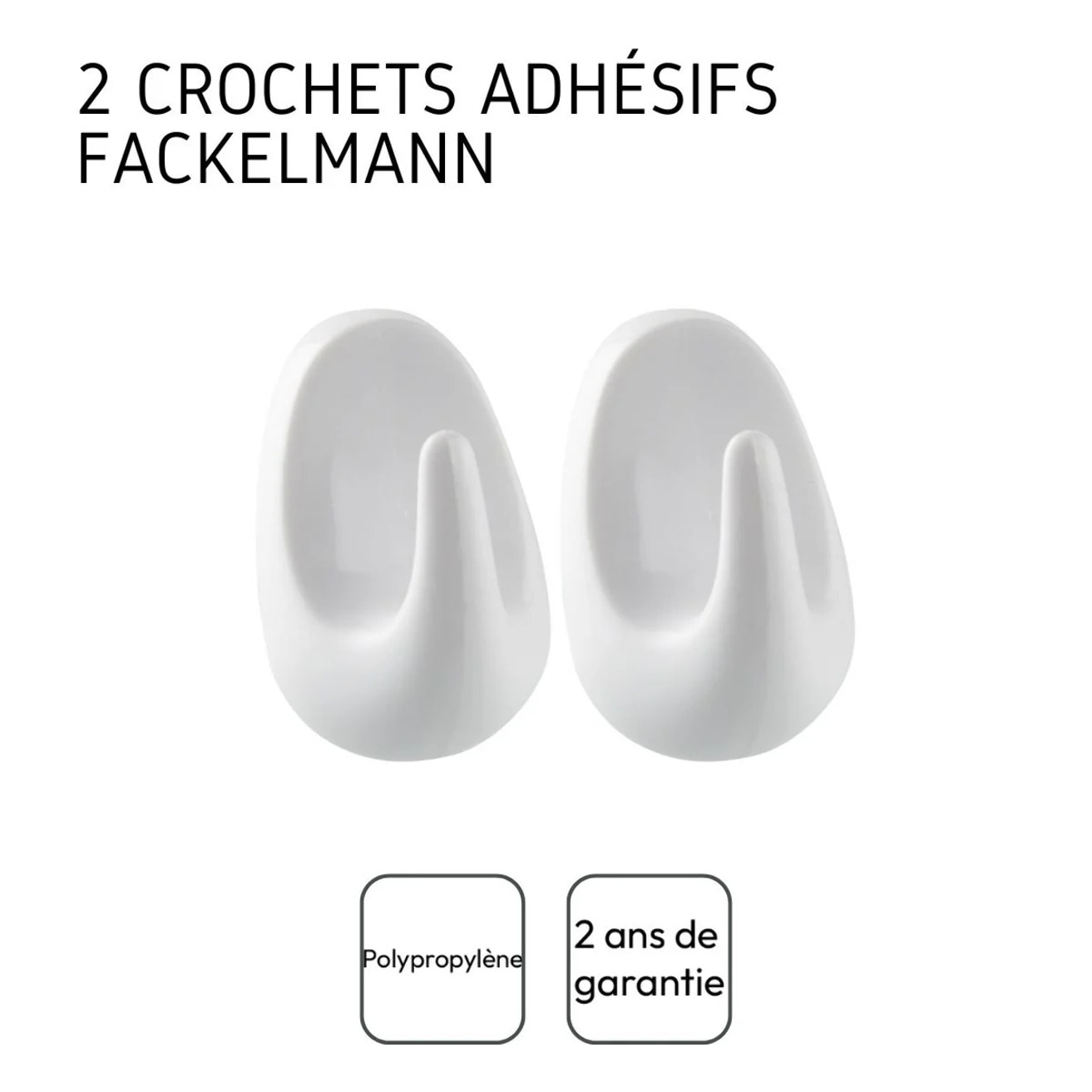 Crochets adhésifs en plastique lot de 4, dimensions 5 cm résistants et pratiques pour tous vos besoins Fackelmann Tecno