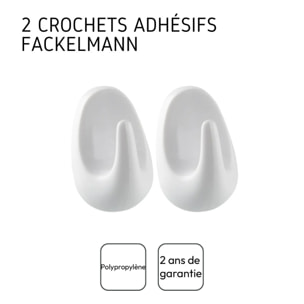 Crochets adhésifs en plastique lot de 4, dimensions 5 cm résistants et pratiques pour tous vos besoins Fackelmann Tecno