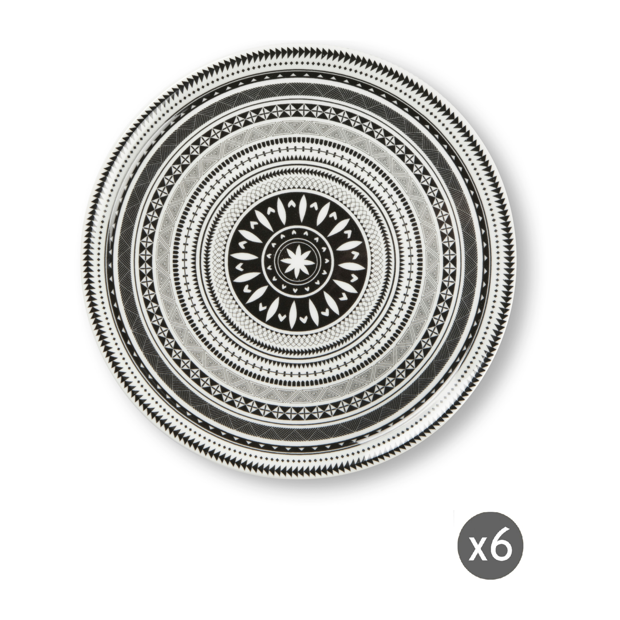 Set de 6 Assiettes à Pizza Excelsa – Ethnique, Porcelaine Multicolore