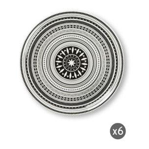 Set de 6 Assiettes à Pizza Excelsa – Ethnique, Porcelaine Multicolore