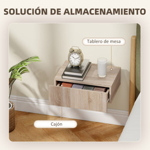Set de 2 Mesillas de Noche de Pared, Mesitas de Noche Flotantes con 1 Cajón, Mesas Auxiliares para Dormitorio, Habitación Hogar, Diseño Sencillo, 40x30x15 cm, Roble