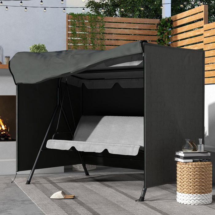 Funda Balancín Jardín Funda Columpio Jardín Exterior Cubierta de Columpio con 2 Cremalleras Impermeable 205x124x164 cm Gris Oscuro