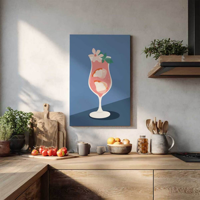 Tableau cocktail rose Toile imprimée