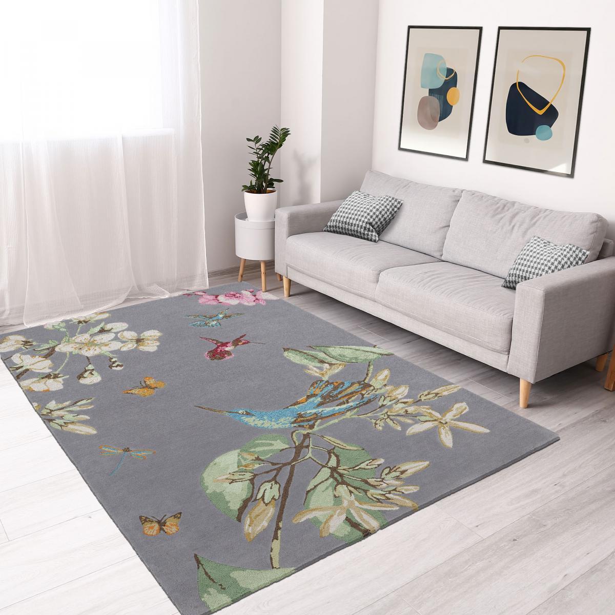 Tapis salon et chambre fait à la main en laine motif floral LUYO