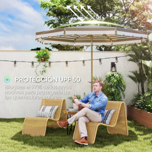 Sombrilla Terraza Exterior Ø268 cm Sombrilla de Jardín con Ángulo Inclinable y Manivela Protección UV 50+ Parasol para Patio Terraza Gris y Blanco
