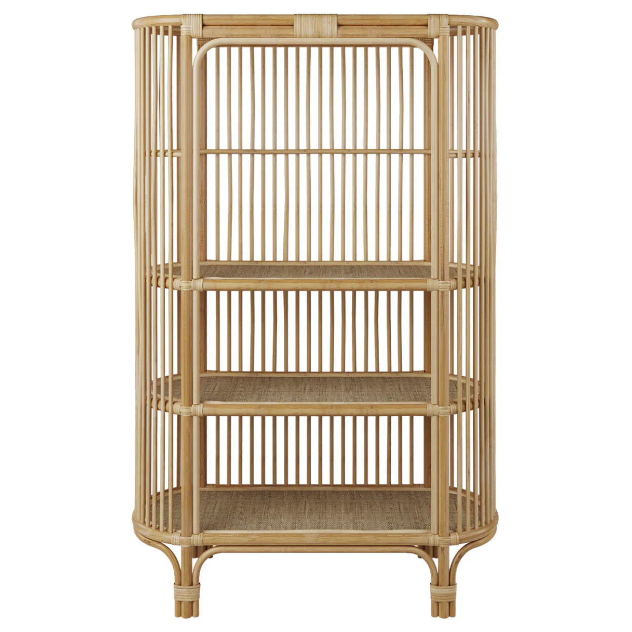 Bibliothèque en rotin naturel avec étagères - Marthe