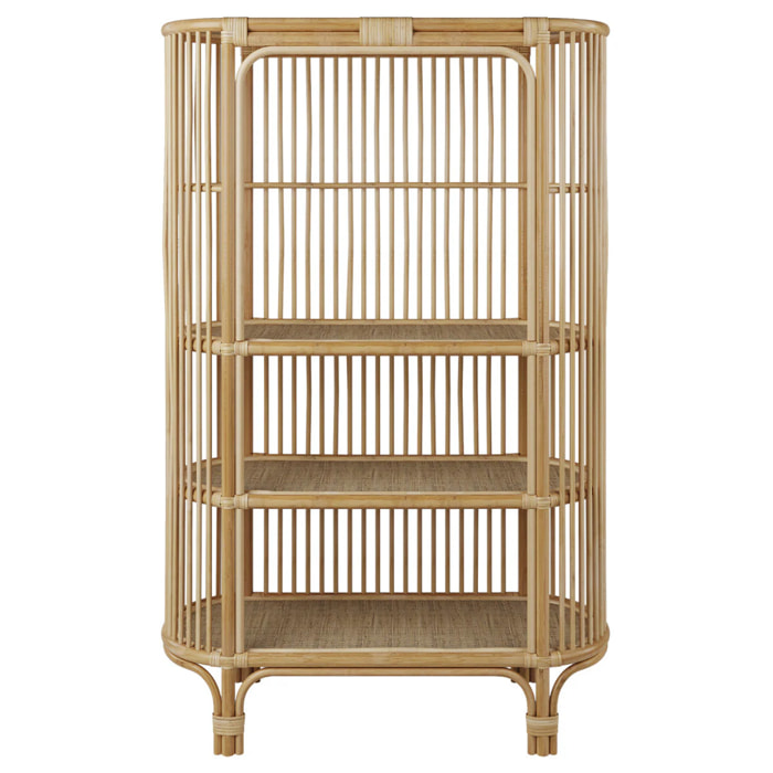 Bibliothèque en rotin naturel avec étagères - Marthe