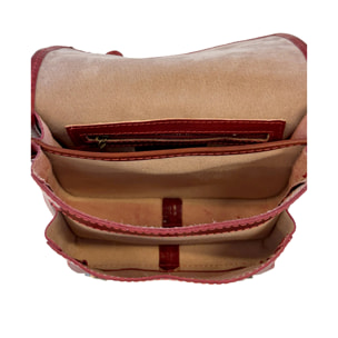 Borsa a Tracolla in Pelle da Donna, Tracolla Vintage con Doppia Fibbia e Chiusura Magnetica