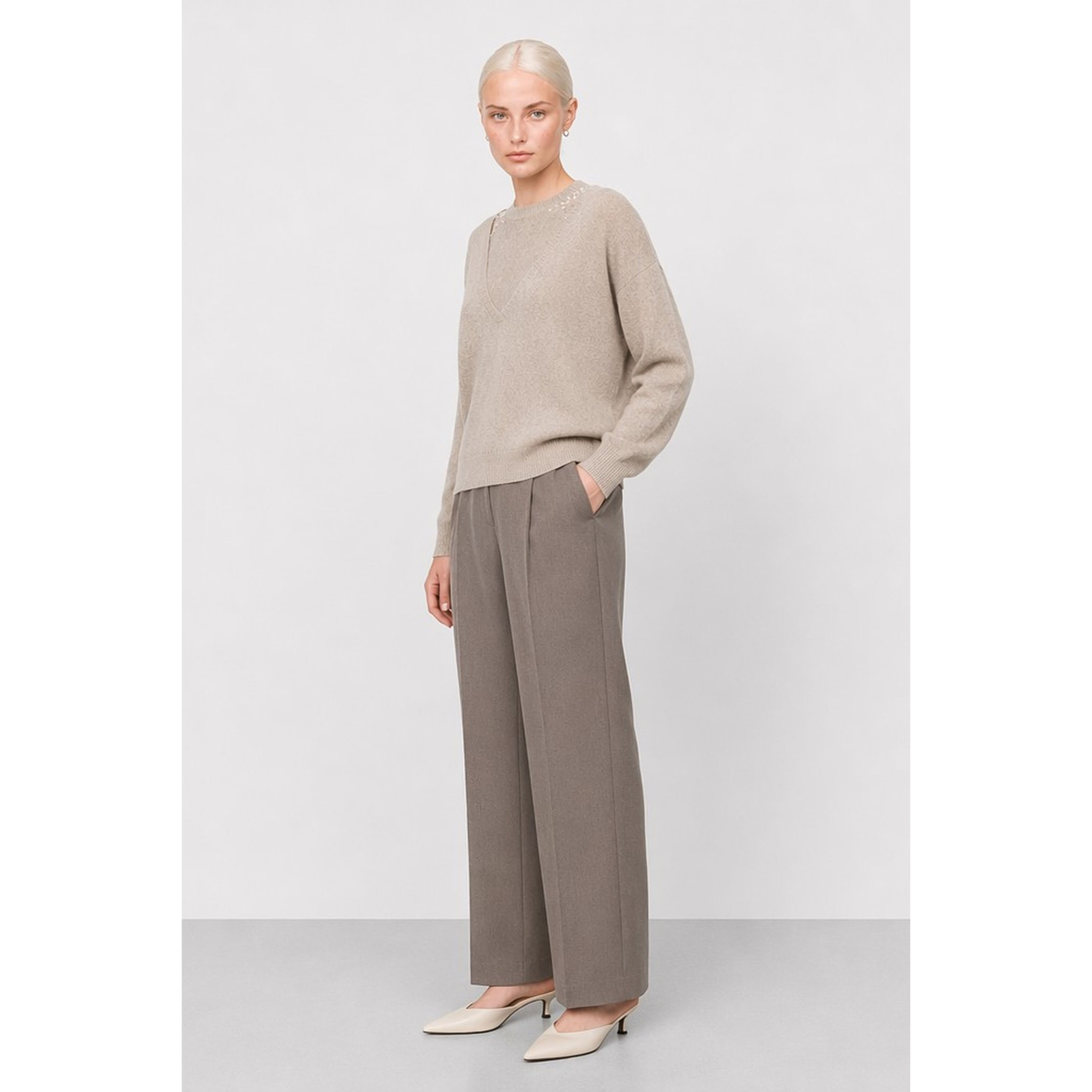 Kocca - Maglia a maniche lunghe in misto lana con scollo a v Donna