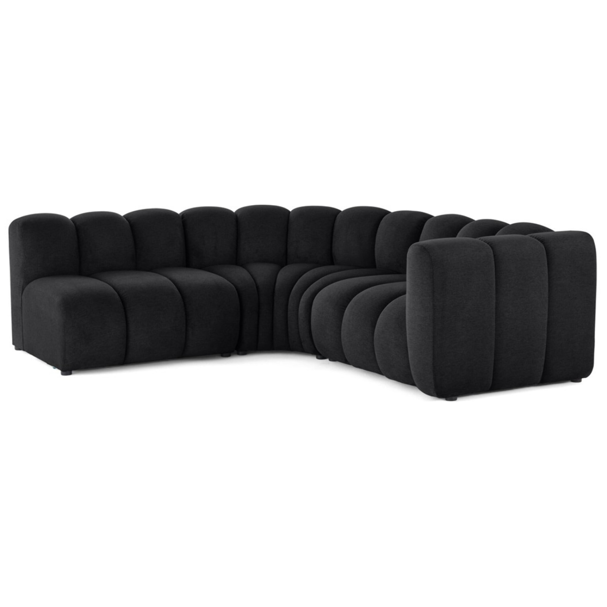 Debbie - canapé modulable d'angle gauche 4 places avec accoudoir en tissu texturé - Noir