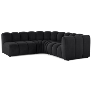 Debbie - canapé modulable d'angle gauche 4 places avec accoudoir en tissu texturé - Noir