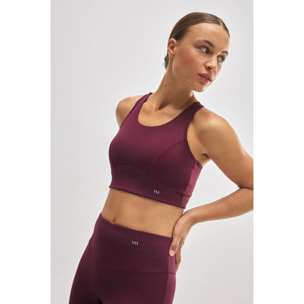 Reggiseno sportivo bordeaux con schiena incrociata