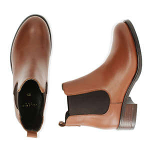 Chelsea boots cognac in pelle, tacco 4 cm