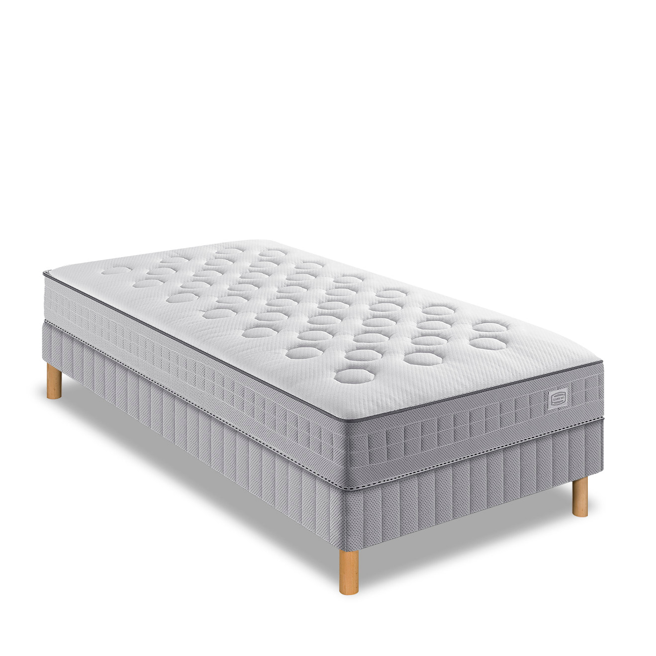 Ensemble INITIAL matelas H23 ressort ensachés, ferme, sommier