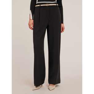 Motivi - Pantaloni palazzo con pieghe - Nero