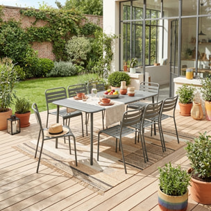 Table de jardin métal + 8 assises AMELIA