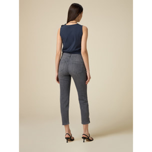 Oltre - Vaqueros skinny grises con botones joya - Gris