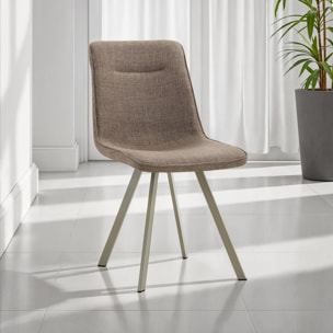 Lot de 4 chaises de salle à manger Tomasucci JESEFA', en tissu, marron, platine, 59 × 44 × 88 cm