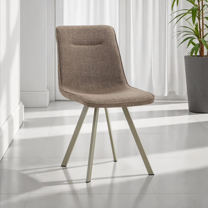 Lot de 4 chaises de salle à manger Tomasucci JESEFA', en tissu, marron, platine, 59 × 44 × 88 cm