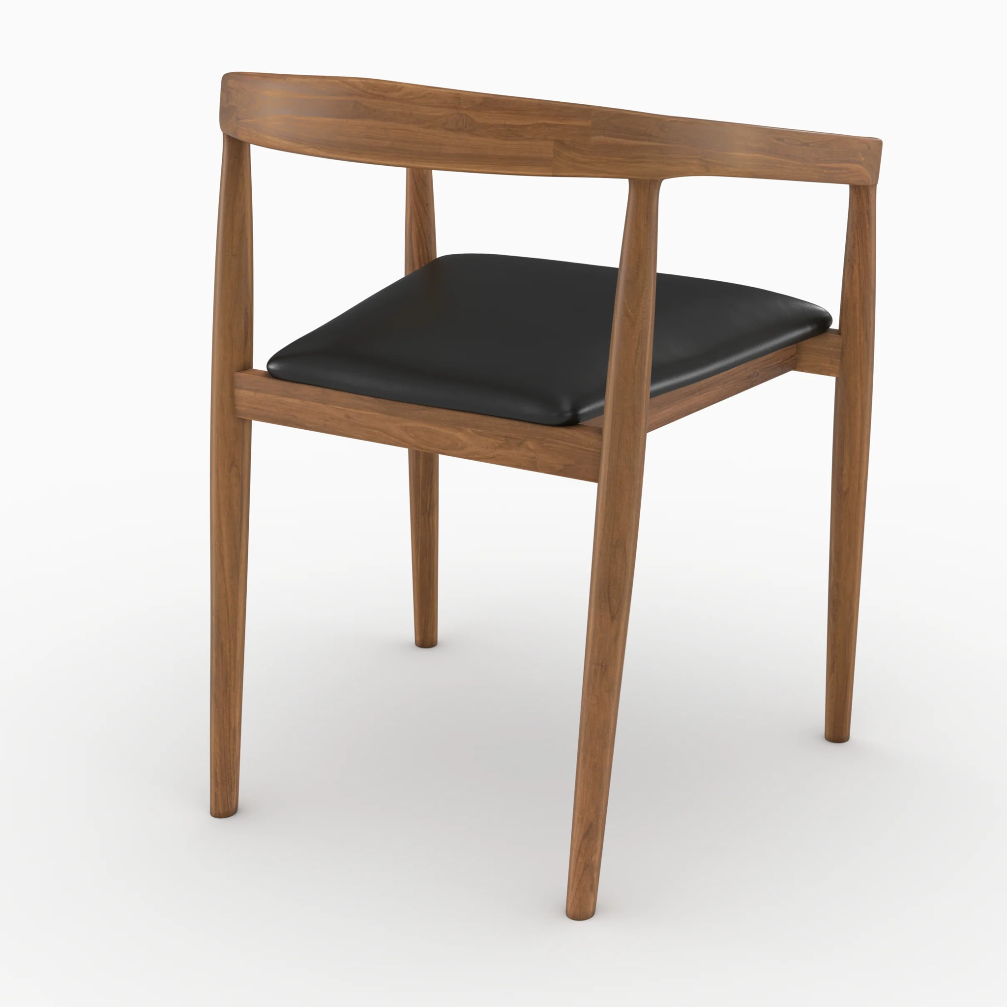 Lot de 2 chaises en bois de teck vernis et assise en cuir noir - Bali