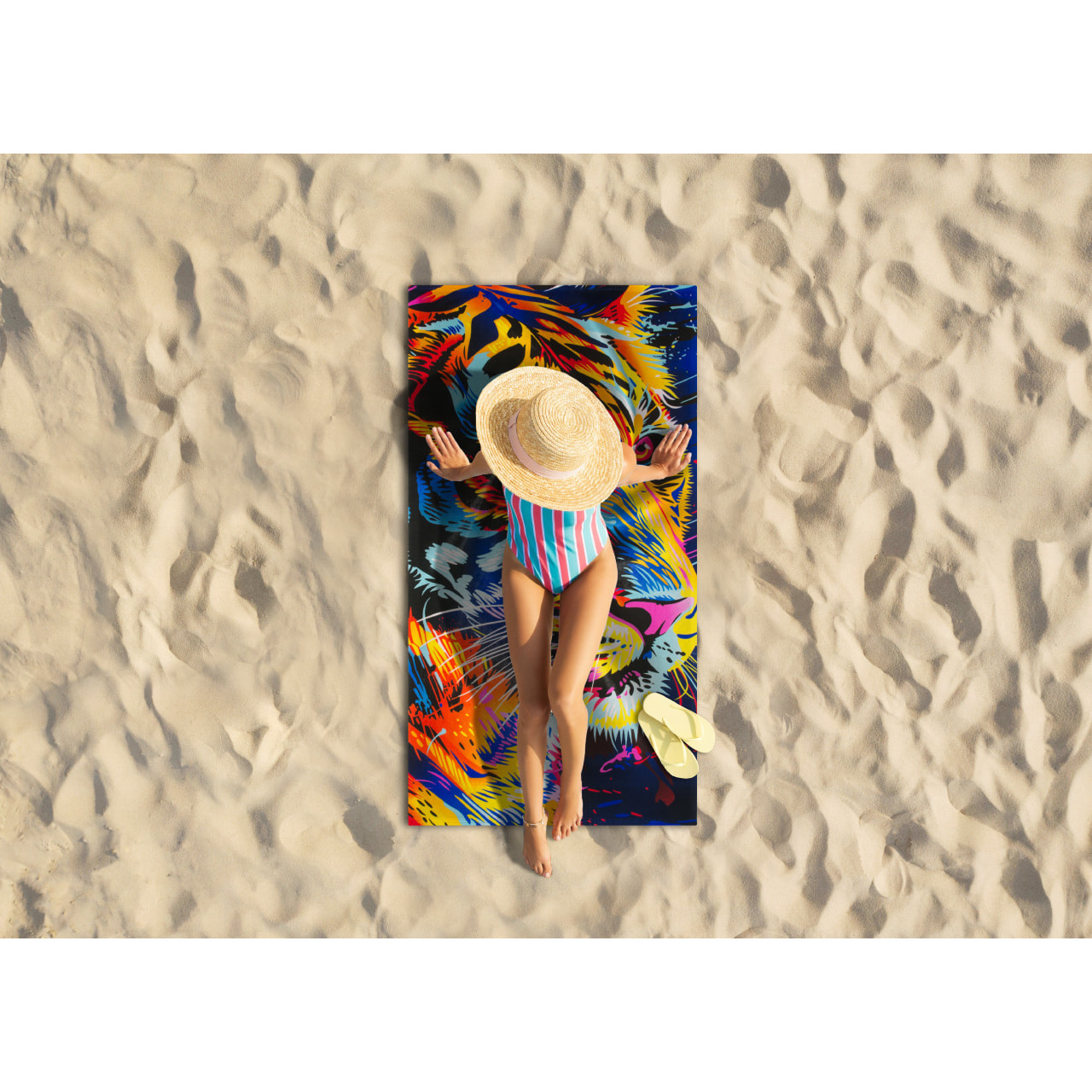 Telo Mare Grande 100x180 Spugna Maui Tigre D20