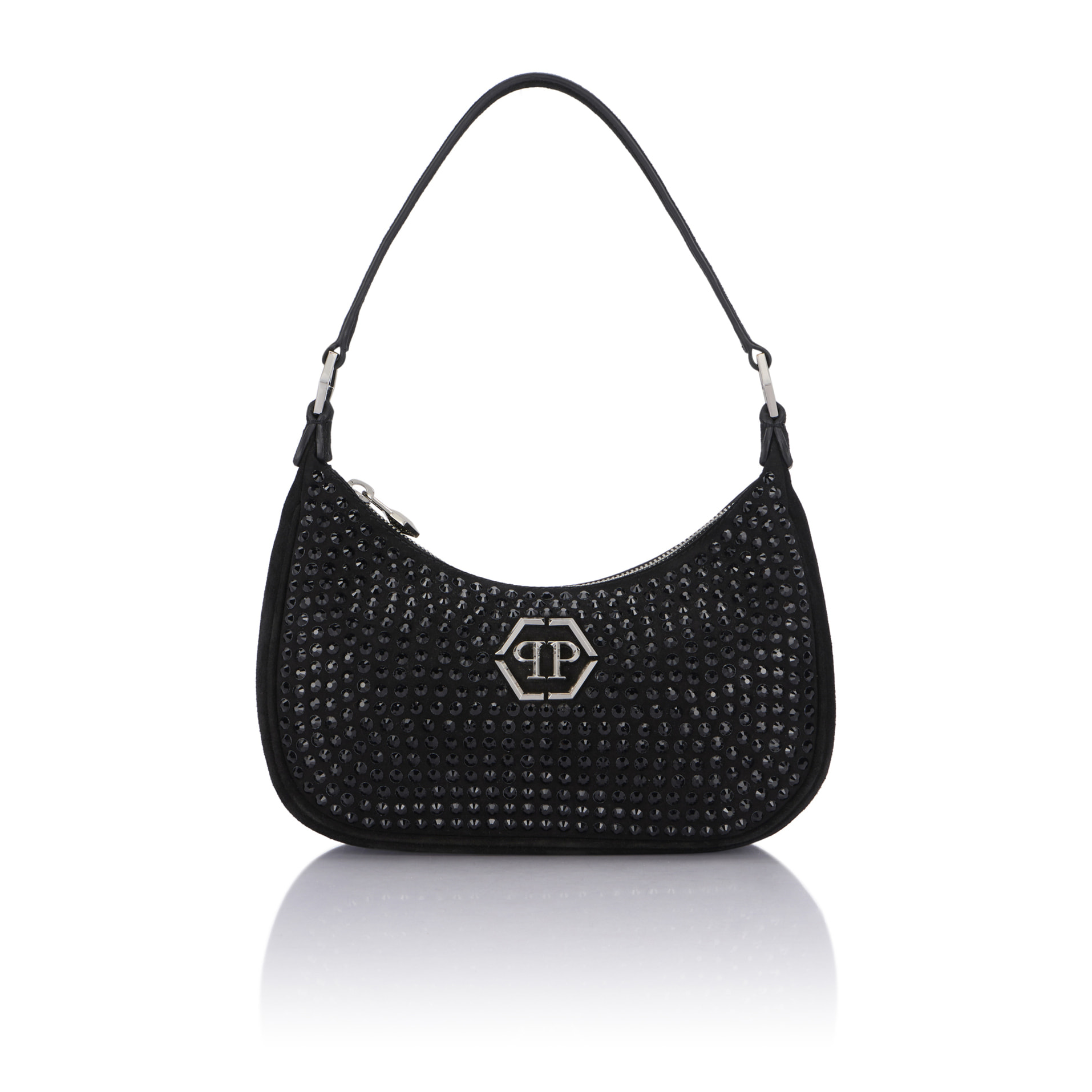 PHILIPP PLEIN Suede Shoulder Bag All-Over Strass