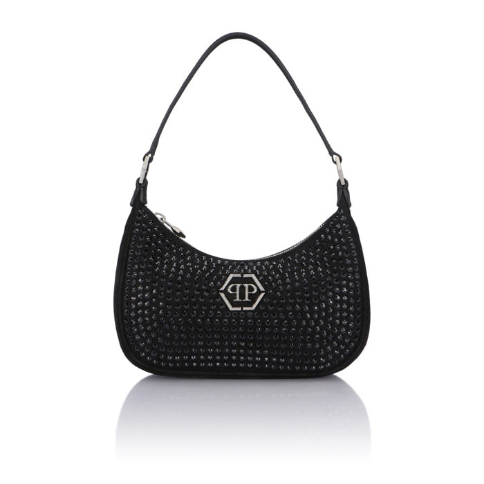 PHILIPP PLEIN Suede Shoulder Bag All-Over Strass