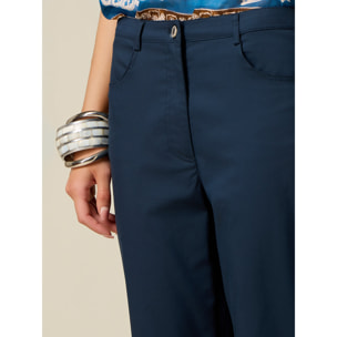 Oltre - Pantaloni capri misto cotone - Blu