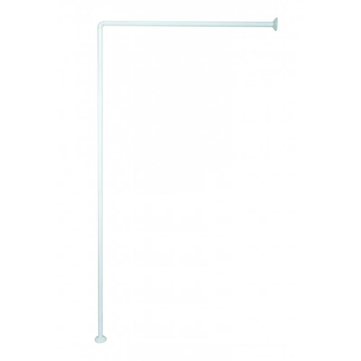 Barre tringle pour rideau de douche d'angle modulable à fixer en Alu 80x80x80cm Blanc MSV