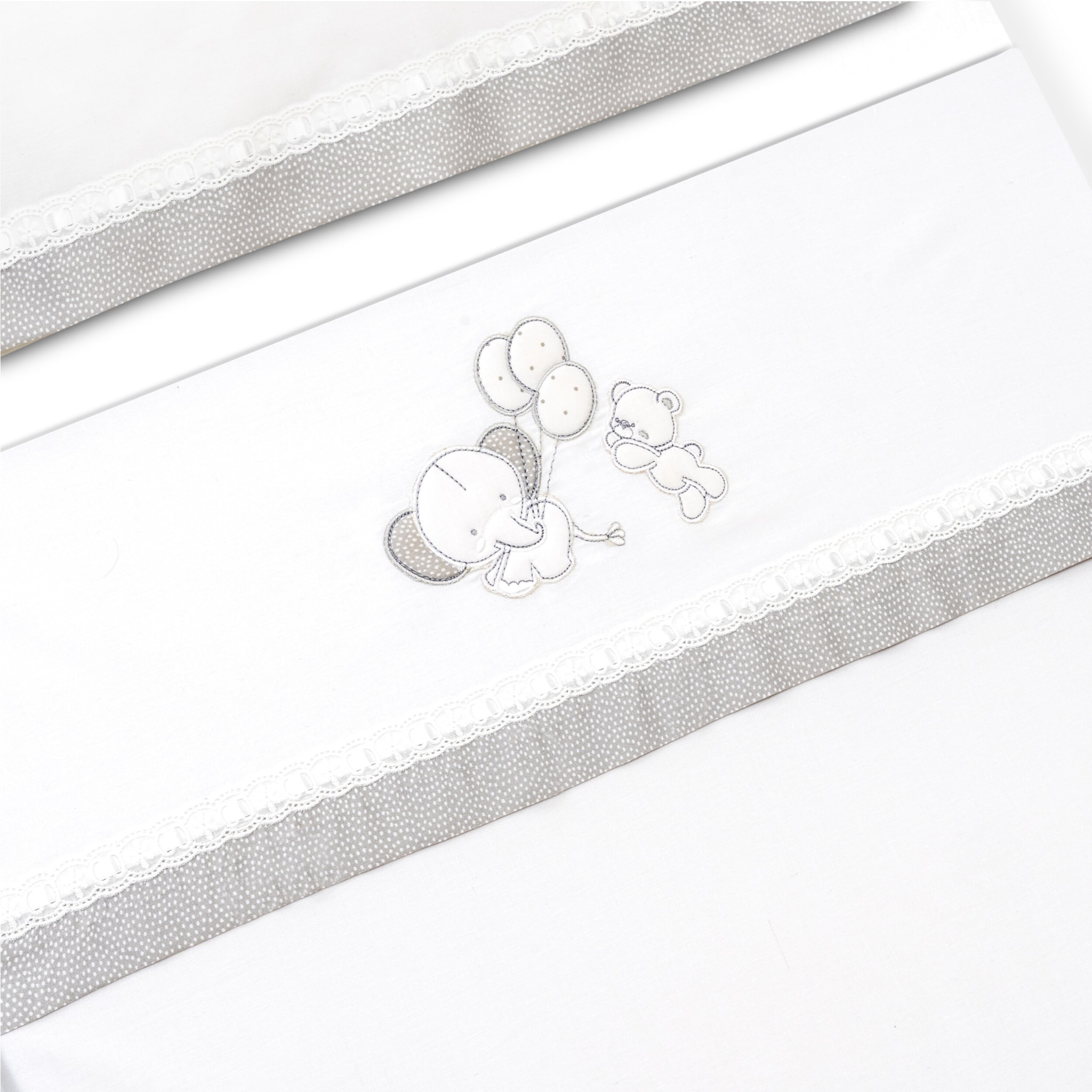 Triptico Minicuna Pasacinta Oso Elefante Globos Bco/Gris