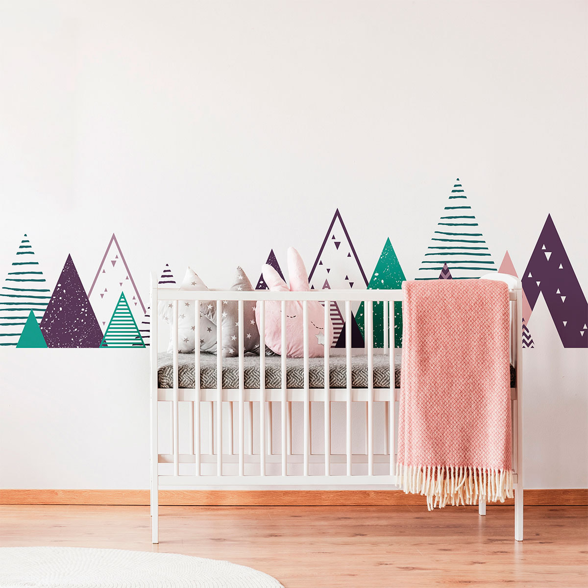 Stickers muraux enfants - Décoration chambre bébé - Autocollant Sticker mural géant enfant montagnes scandinaves MADOKA